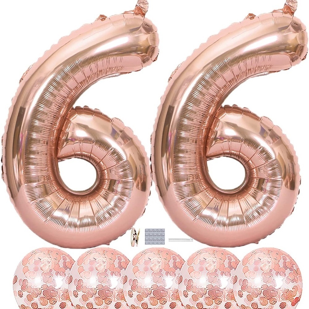 66th birthday party decorations. Rose gold balloons. 66 birthday decor NWT RW4